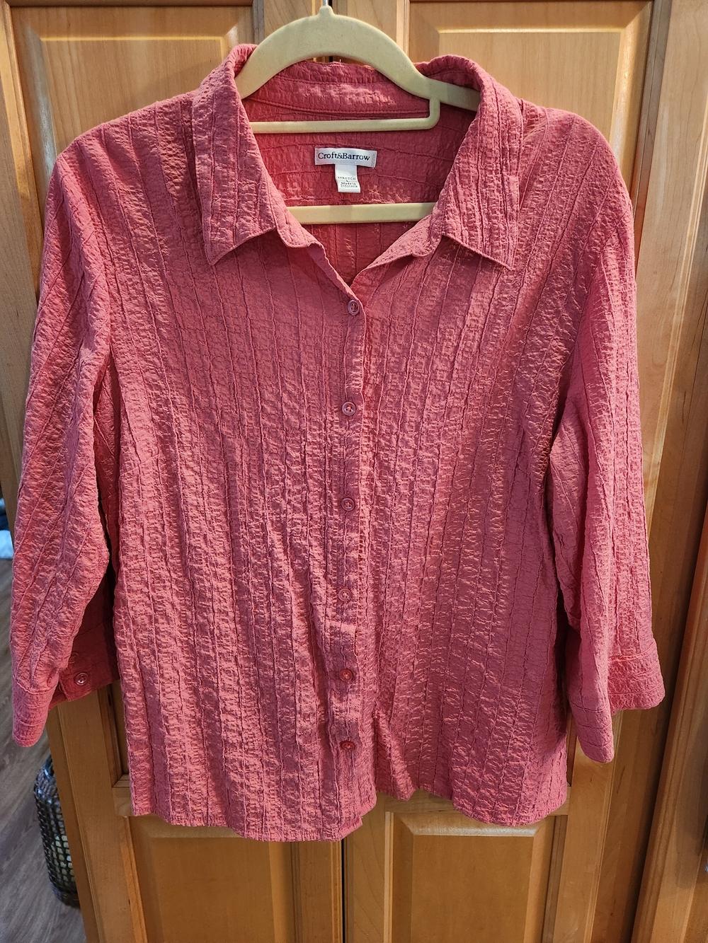 croft & barrow Rose Pink Textured Button-Down Shirt